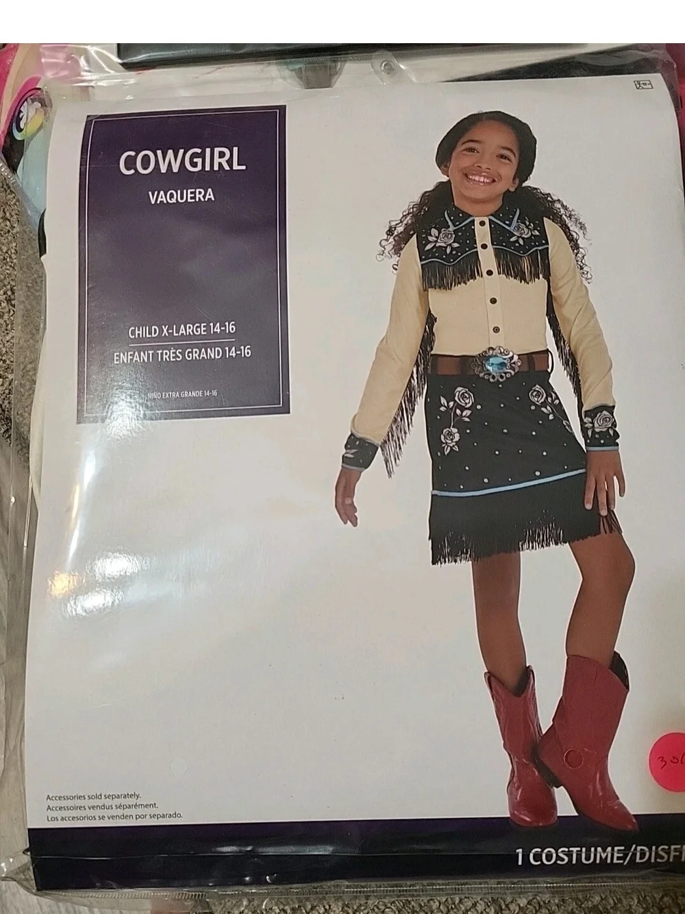 Cowgirl Kids Costume - Beige & Black Western Dress